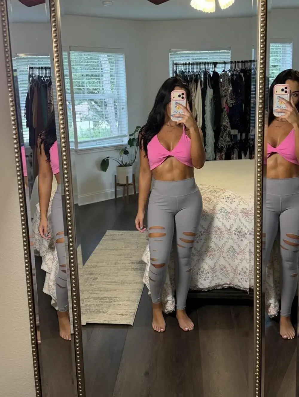 Alo Yoga Grey Cutout Leggings High Rise Gym Yoga Athleisure Pants XS